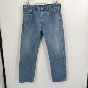 Levis 505 Jeans Mens 38x30 Regular Fit Straight Cotton Distressed Stonewashed